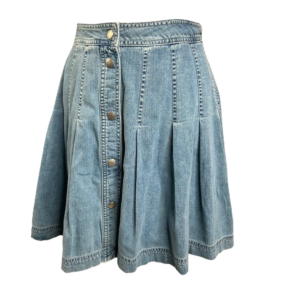 NWOT! Vintage DKNY Jeans Box Pleated Denim Mini Skirt Button Front A Line Y2K